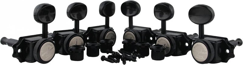 guyker Guitar Locking Tuners (3L + 3R Handed) – Vintage Deluxe Lock String Tuning Key Pegs Machine Heads Replacement Parts for ST TL Style Electric, Folk or Acoustic Guitars – Black - Image 3